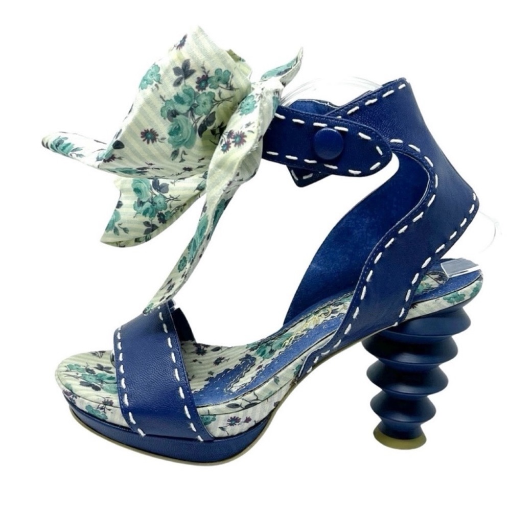 Irregular Choice Navy Blue Floral Bow Heels